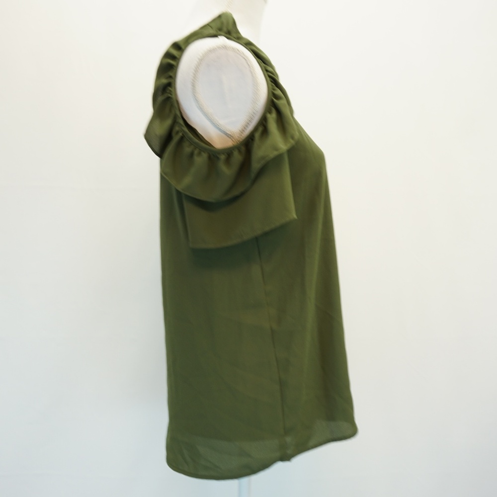 NY Collection Ruffle Cold Shoulder Top Blouse - Picture 2 of 8
